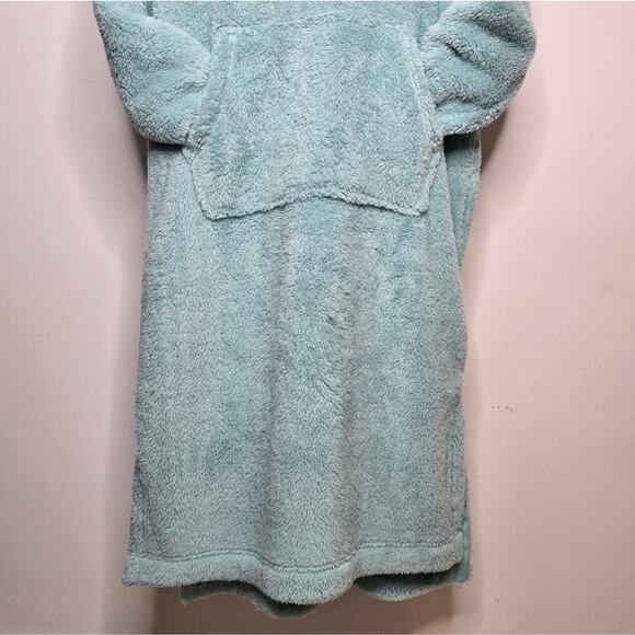 Joyspun Seafoam Green Hoodie Robe Fleece Lounger PJ Top Size M 8-10 - Picture 3 of 12